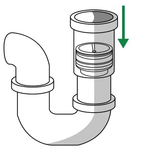 Inserting the Green Drain into the drain opening with the silicone skirt pointing down