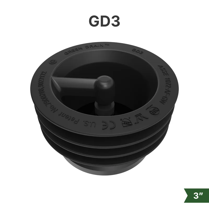 Sello sin agua Green Drain GD3 para drenajes de piso comerciales de 3"