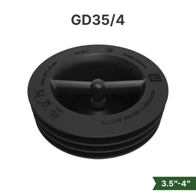 Sello sin agua Green Drain GD35/4 con empaque extendido para drenajes de 3.5" a 4"